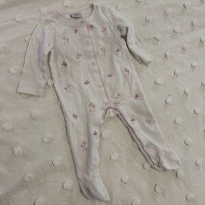 Vintage Easter Baby Pajamas with Embroidered Bunnies and Flowers | Snap Footie